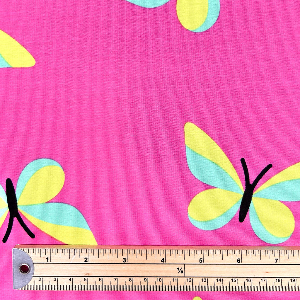 Cheerful Butterflies French Terry Fabric
