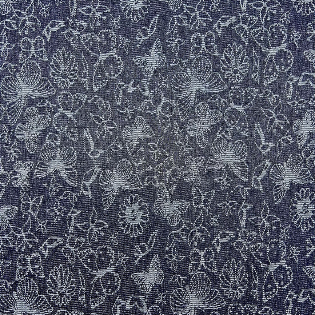 Butterfly Blooms Jacquard Denim Fabric