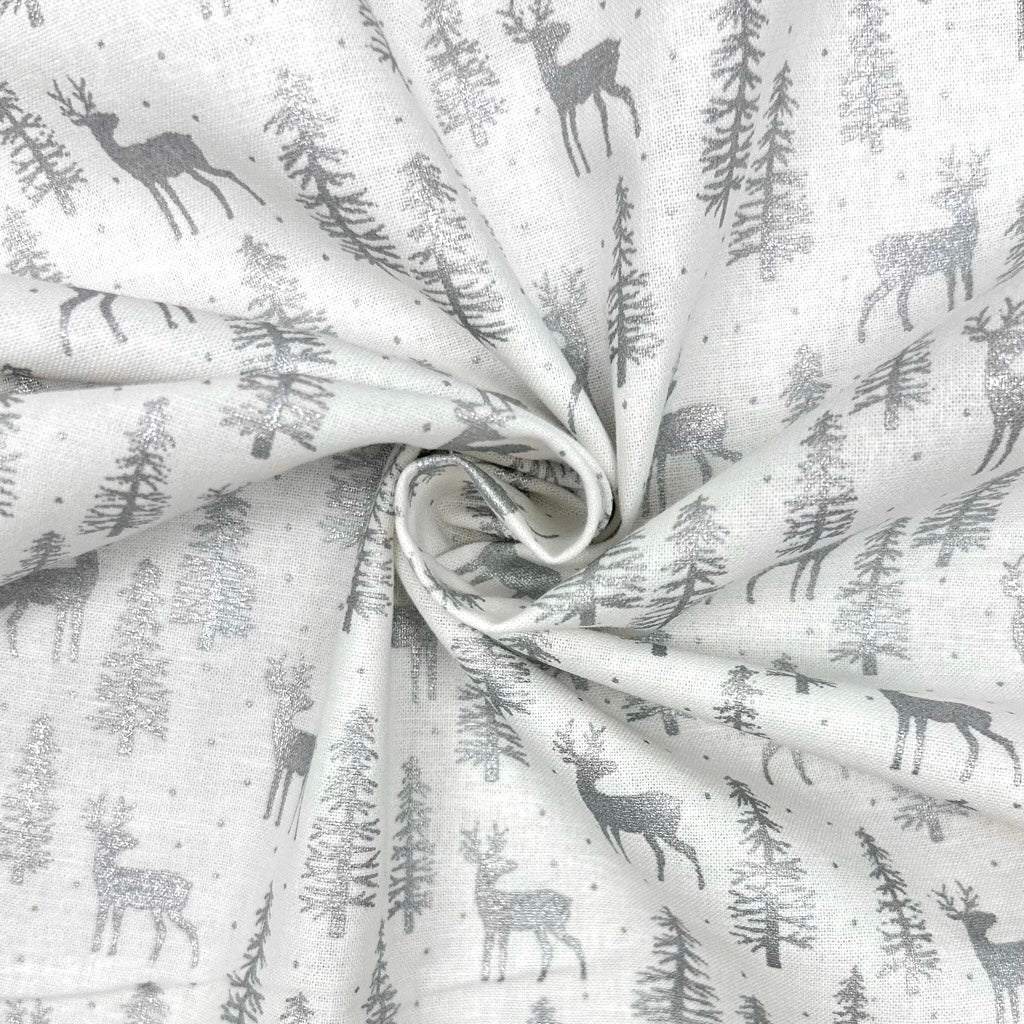 Snowy Forest Christmas Cotton Fabric