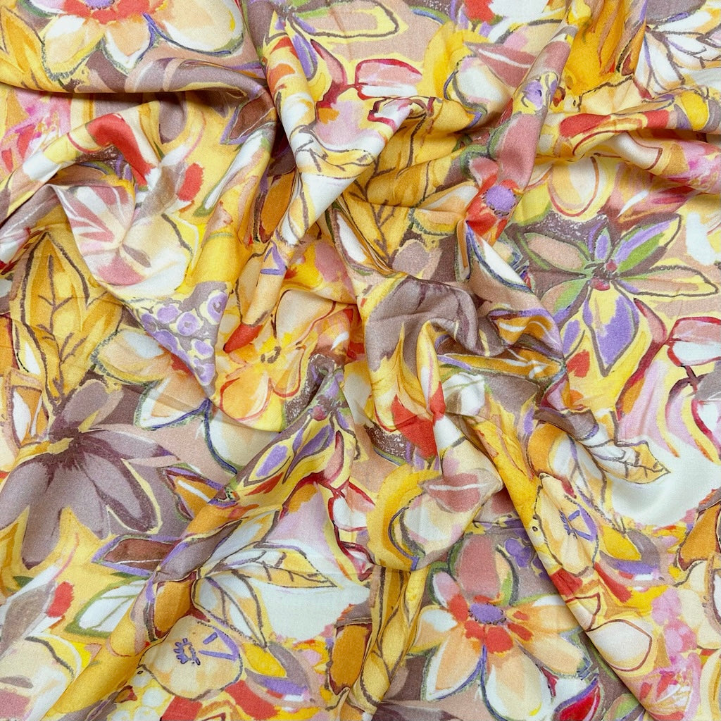 Painterly Petals Viscose Fabric