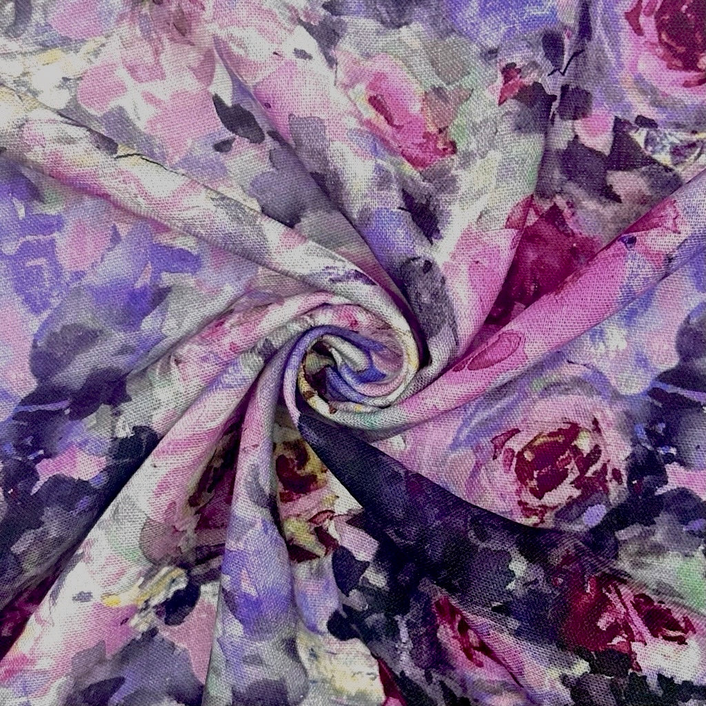 Pastel Petals Linen Blend Fabric