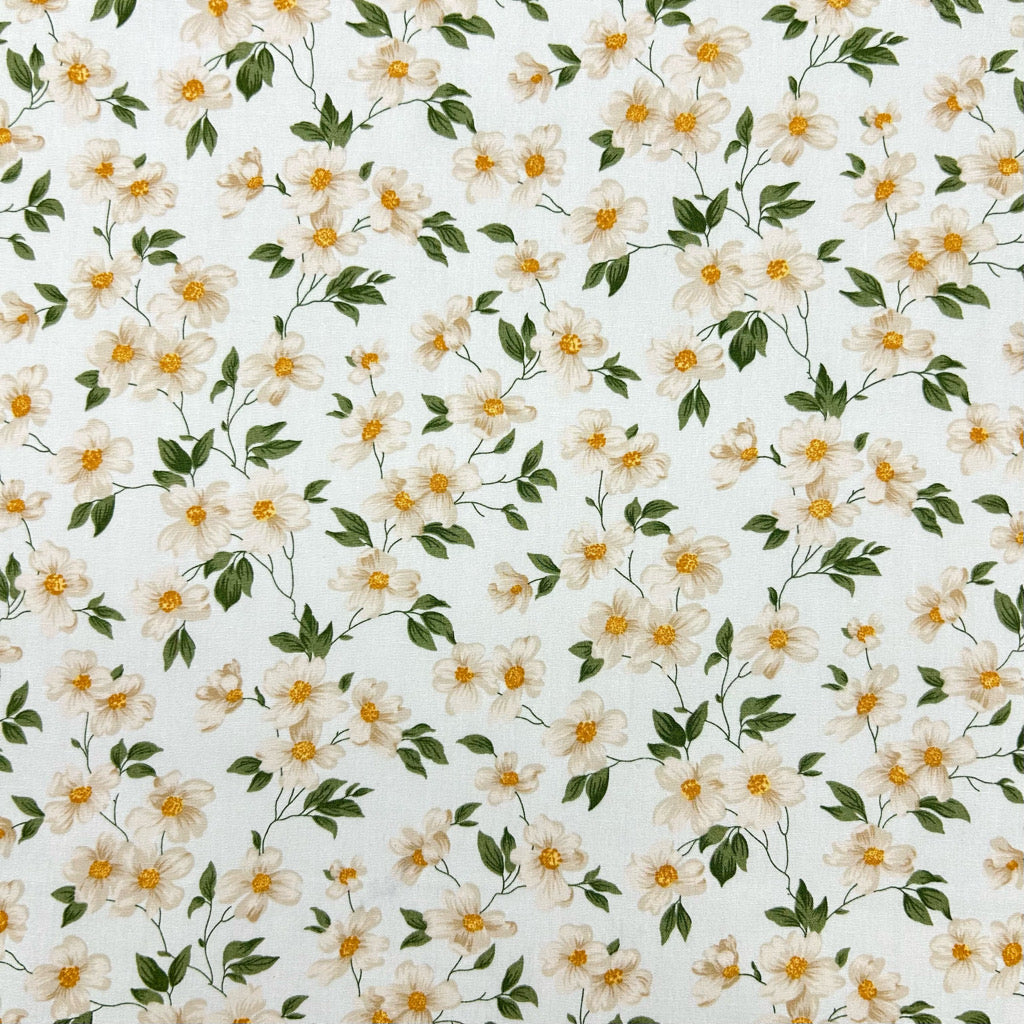 Daisy Blossom Rose & Hubble Cotton Poplin Fabric