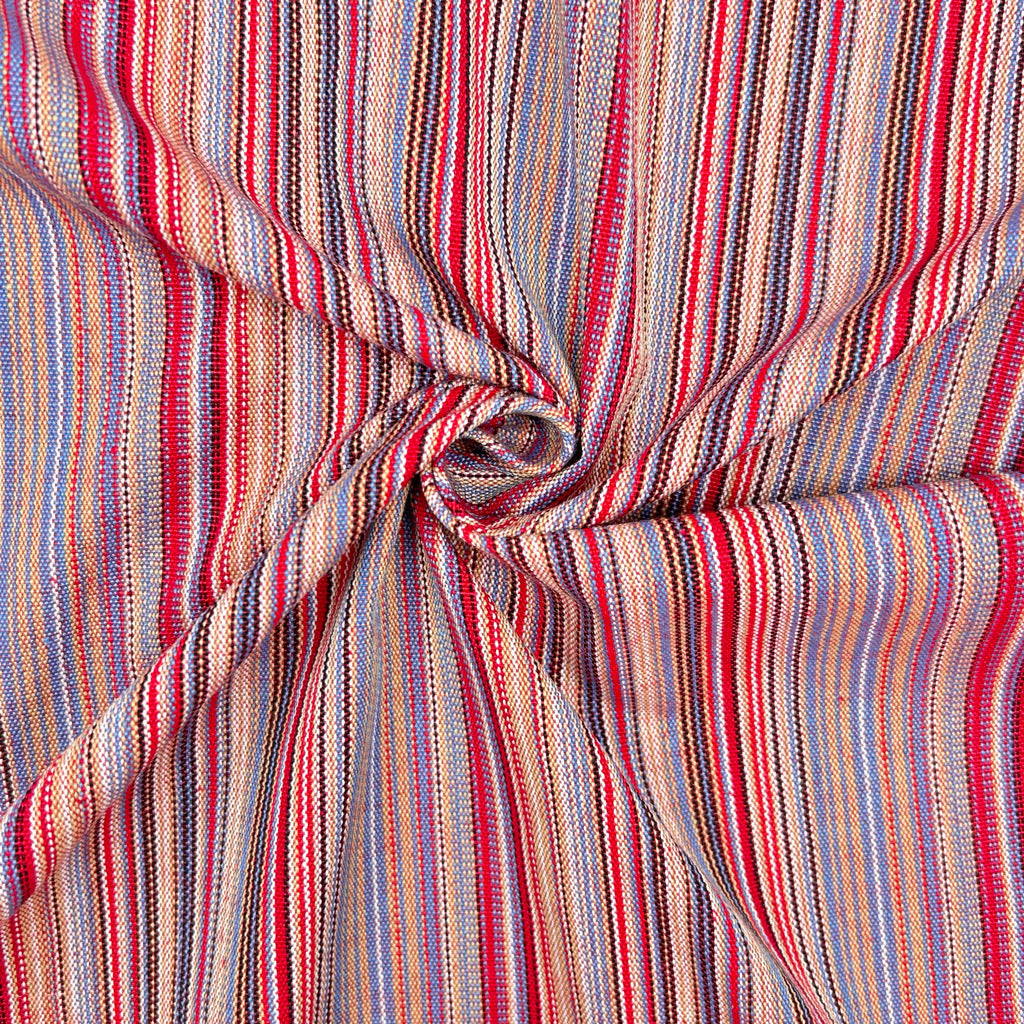 Red and Blue Tribal Print Recycled Jacquard Fabric