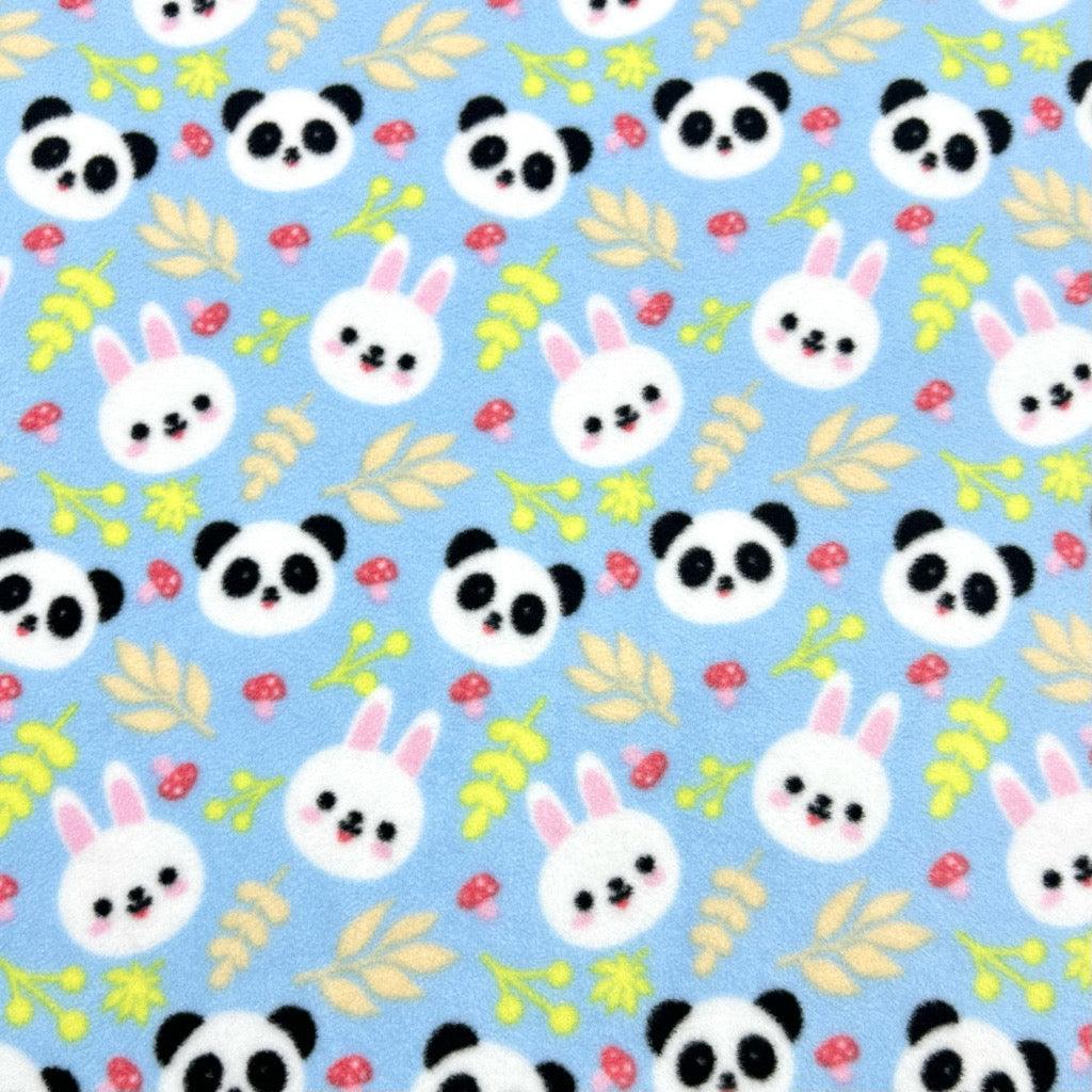 Pandas and Bunnies Anti Pill Polar Fleece Fabric - Pound Fabrics