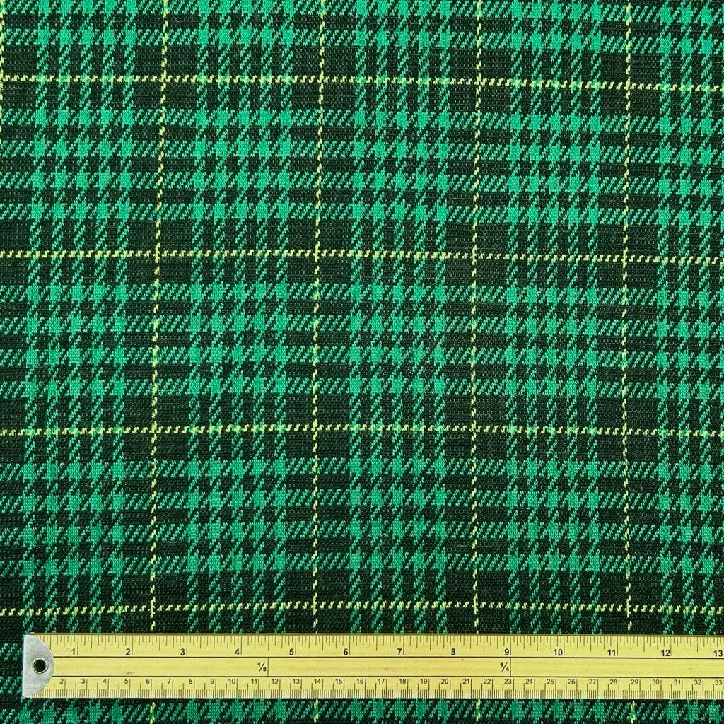 Green and Black Checkered Knit Fabric - Pound Fabrics