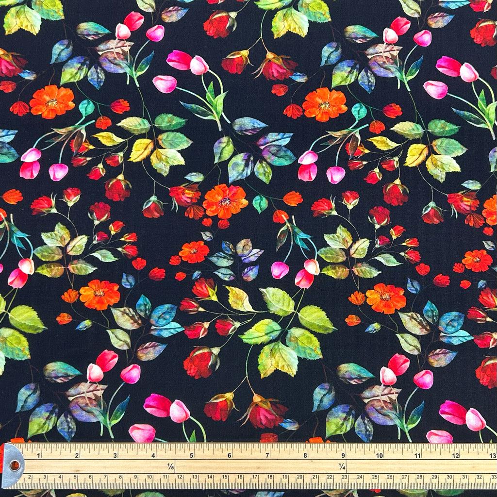 Spring Garden Viscose Challis Fabric - Pound Fabrics