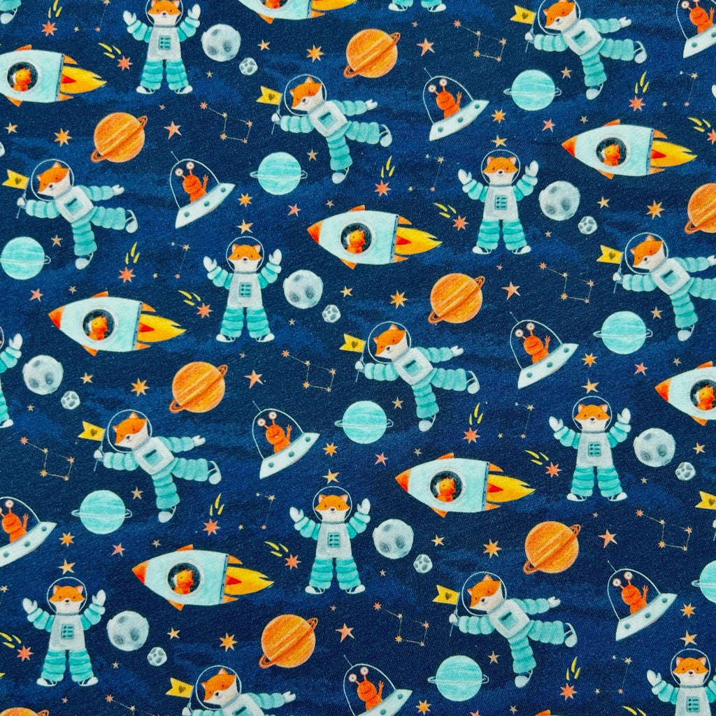 Little Astronauts Organic Cotton Jersey Fabric - Little Johnny