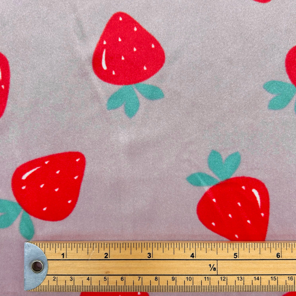 Sweet Strawberries Fleece Jersey Fabric