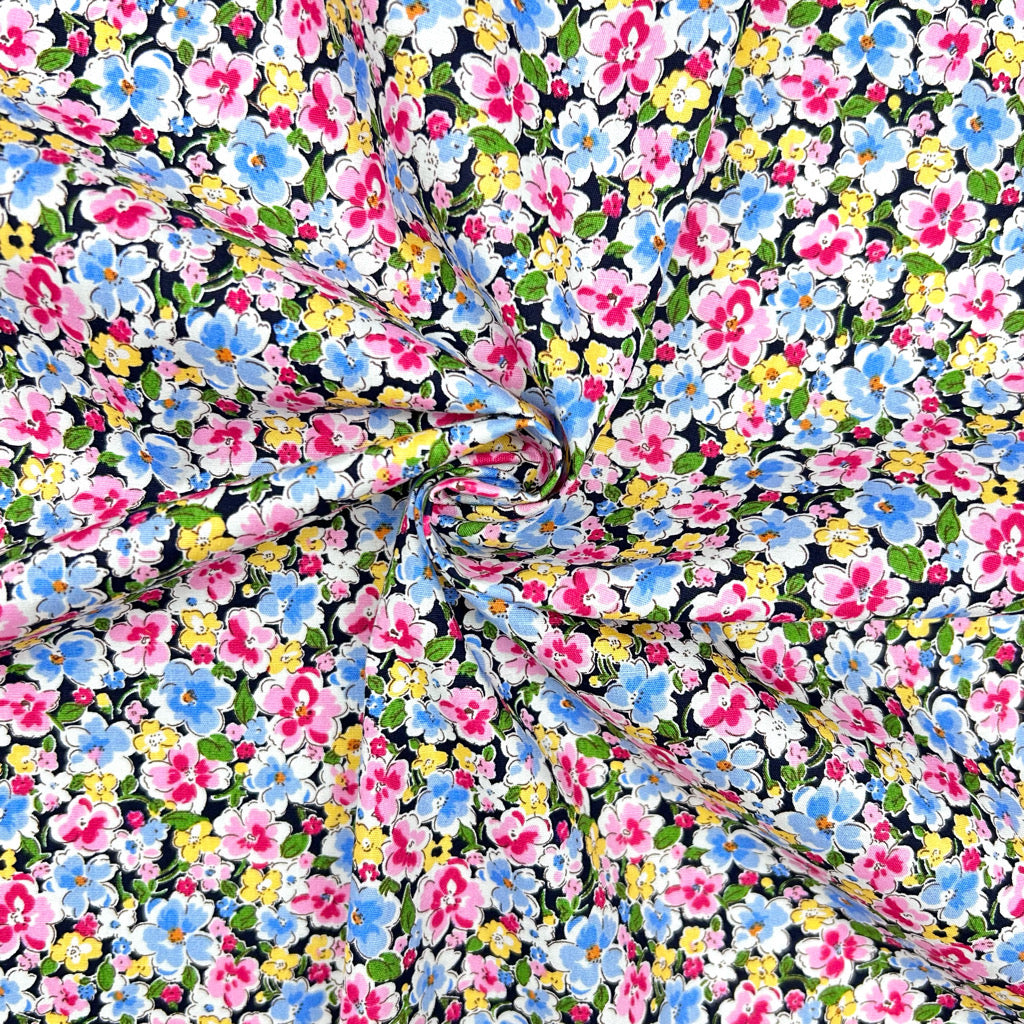 Tiny Blooms Rose & Hubble Cotton Poplin Fabric