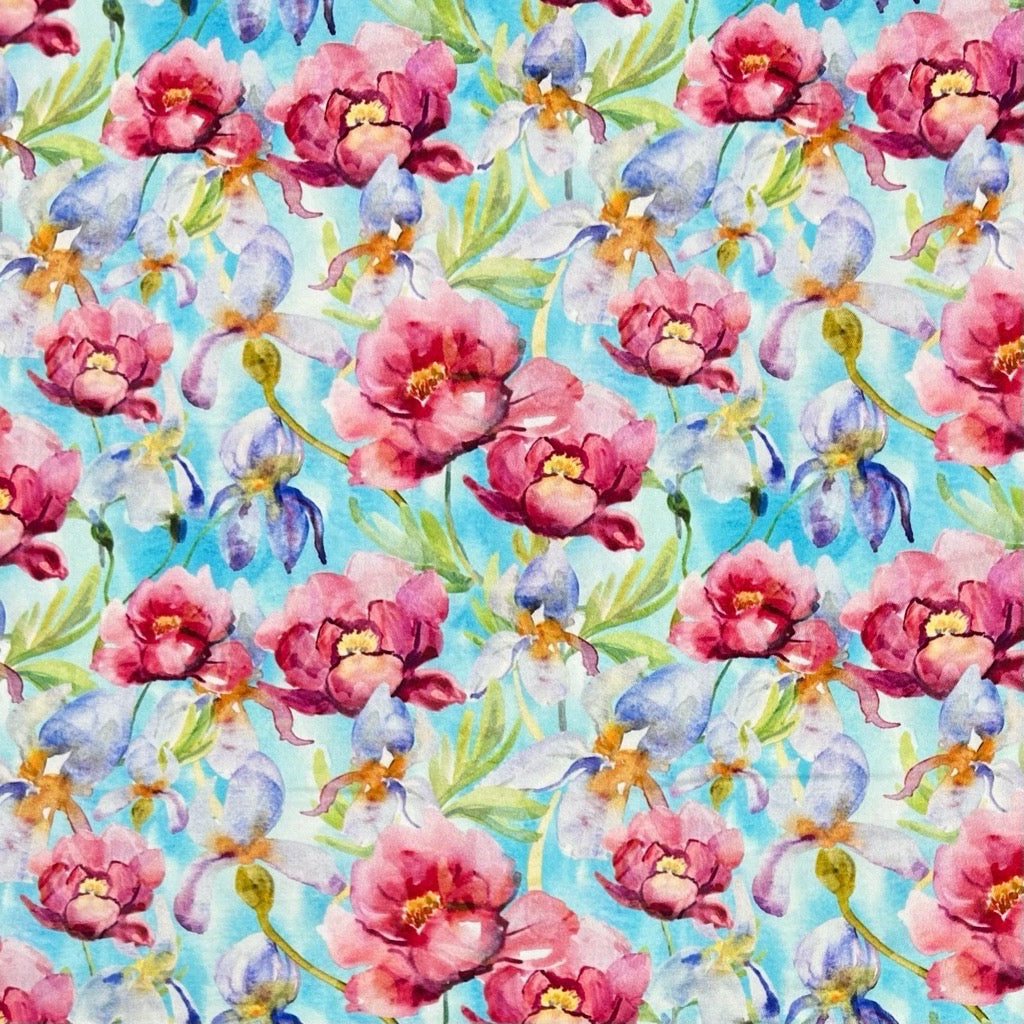 Pink Garden Stretch Viscose Twill Fabric - Pound Fabrics