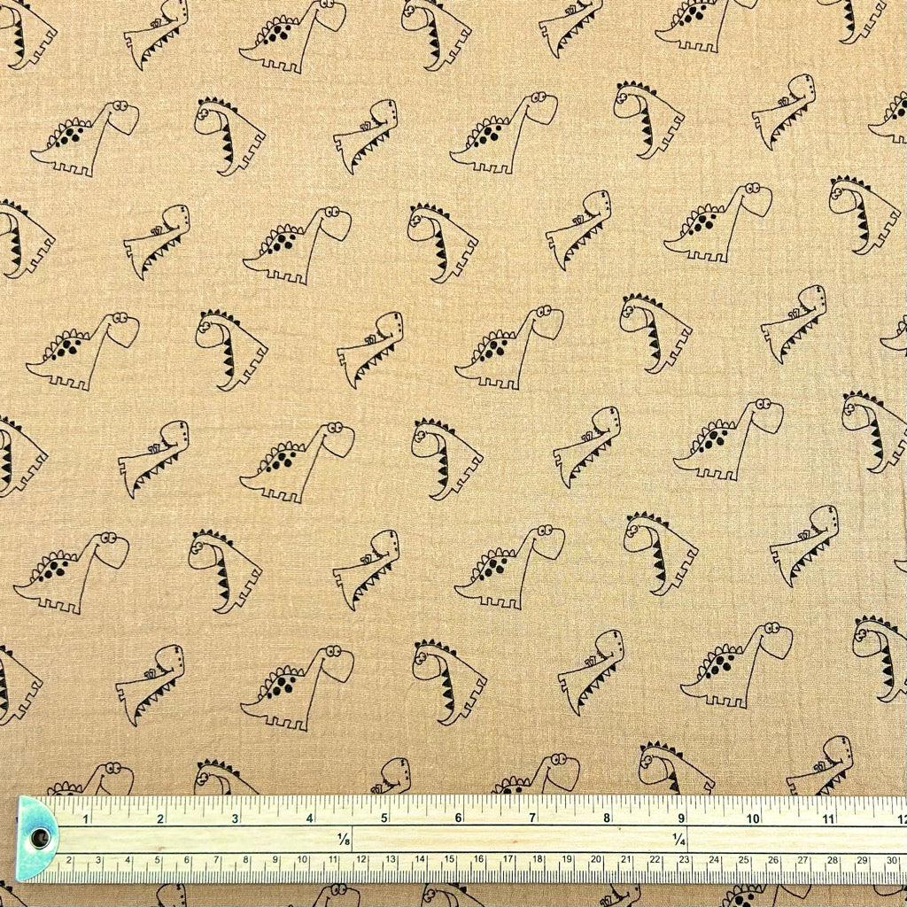 Drawn Dinosaurs Double Gauze Fabric - Pound Fabrics