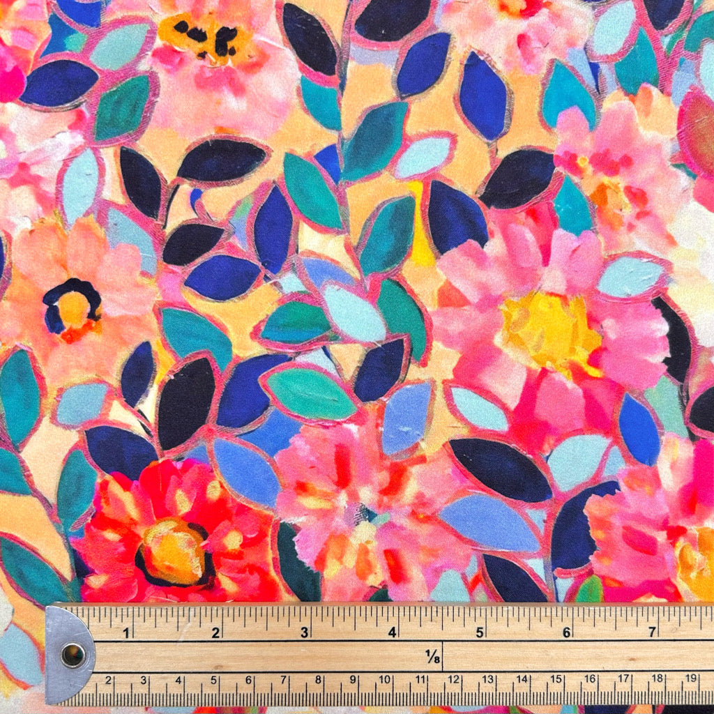 Blossom Burst Viscose Satin Fabric
