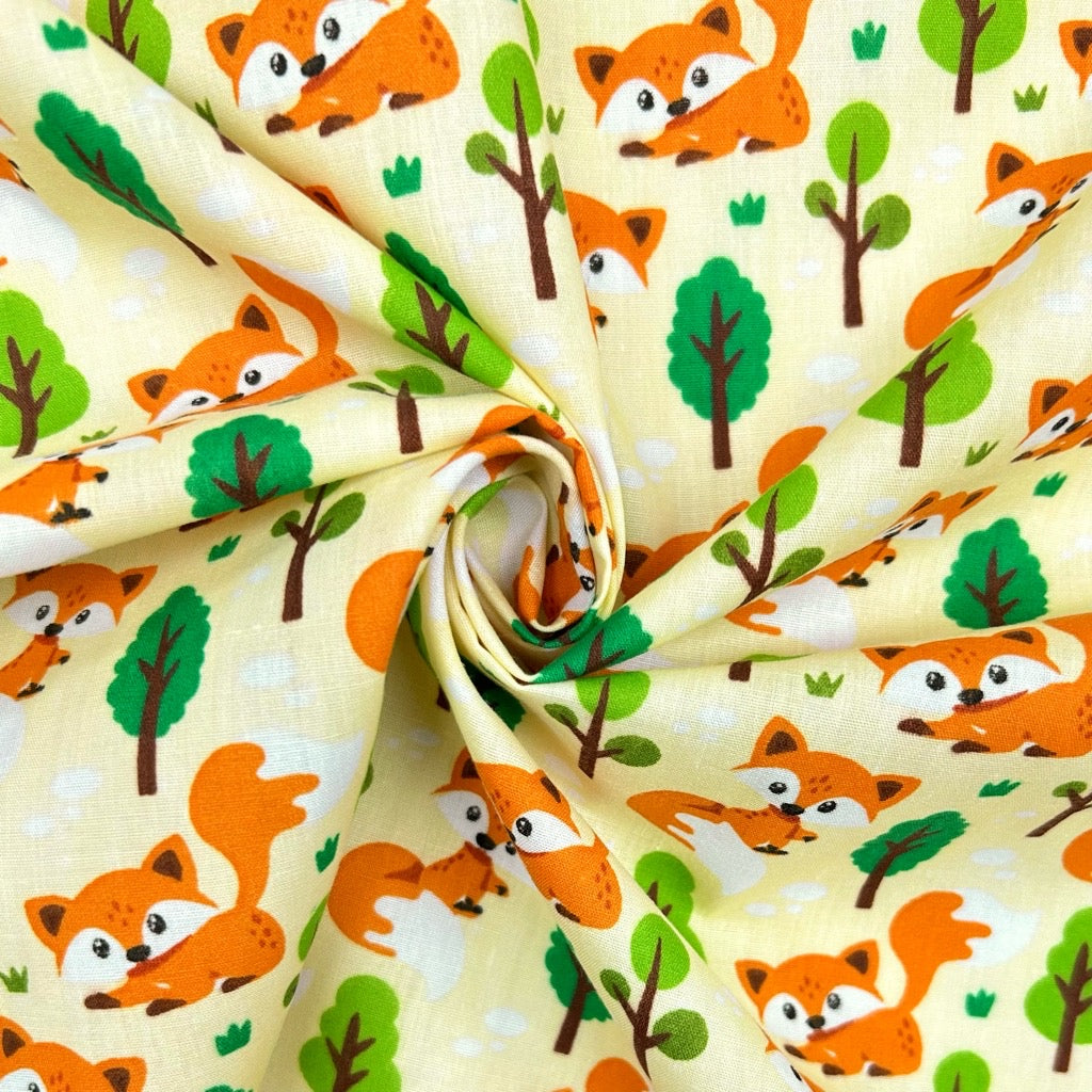 Woodland Fox Polycotton Fabric