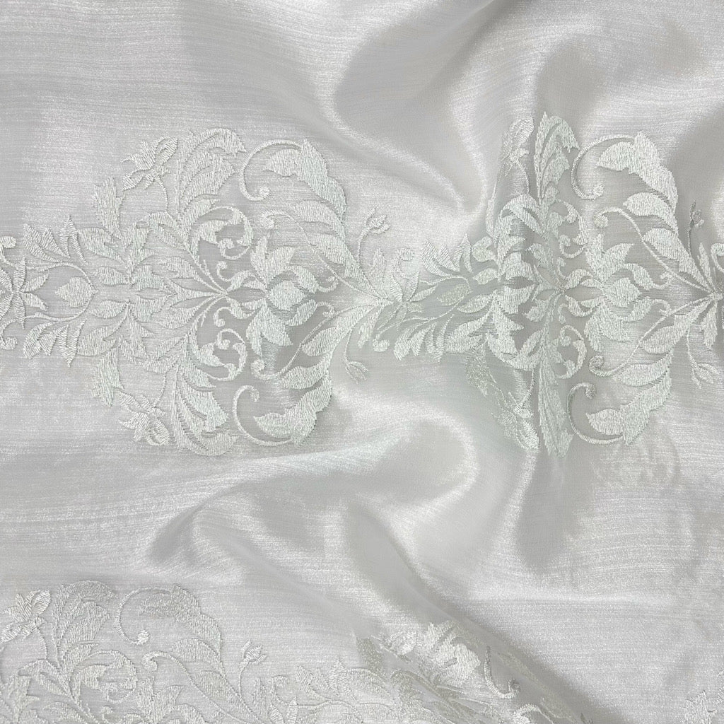 Floral Sheer Embroidery Curtain Voile Fabric
