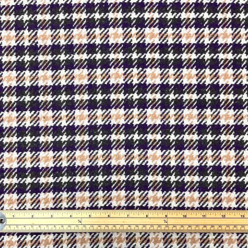 Purple/Beige Dogtooth Wool Blend Fabric - 2 metres for £9.95 #22