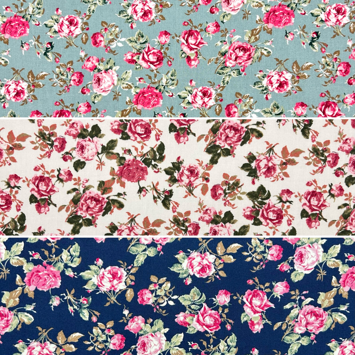 English Cottage Rose & Hubble Cotton Poplin Fabric