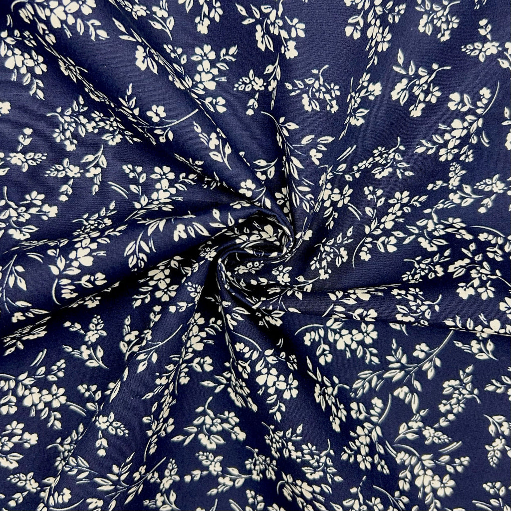 Vintage Ditsy Rose & Hubble Cotton Poplin Fabric