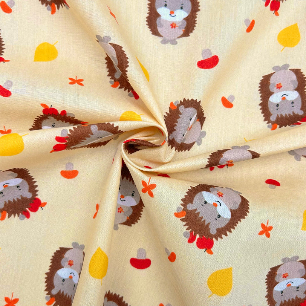 Playful Hedgehogs Polycotton Fabric