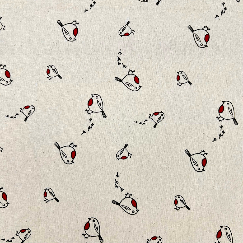 Little Robin Christmas Cotton Fabric