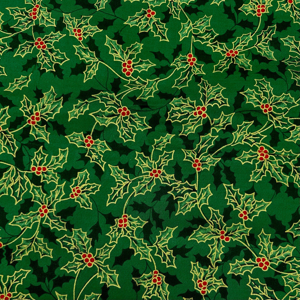 Winter Leaves Christmas Cotton Fabric