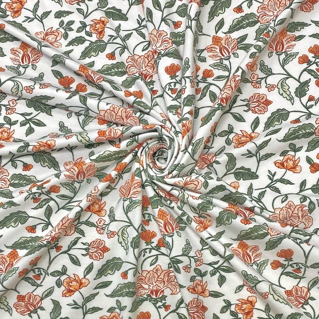 Floral Bamboo Cotton Jersey Fabric