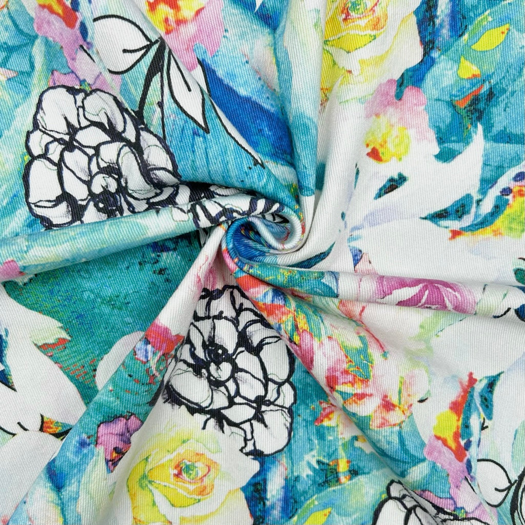 Petal Expressions Stretch Denim Fabric
