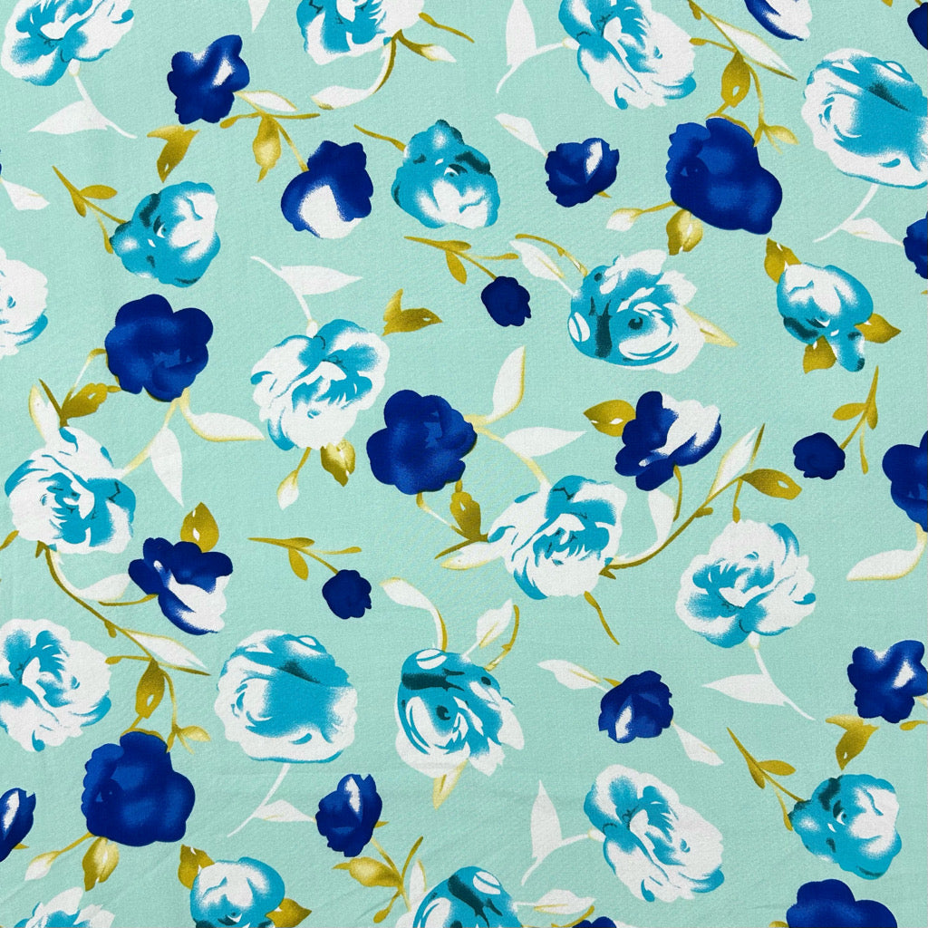 Country Roses Viscose Challis Fabric