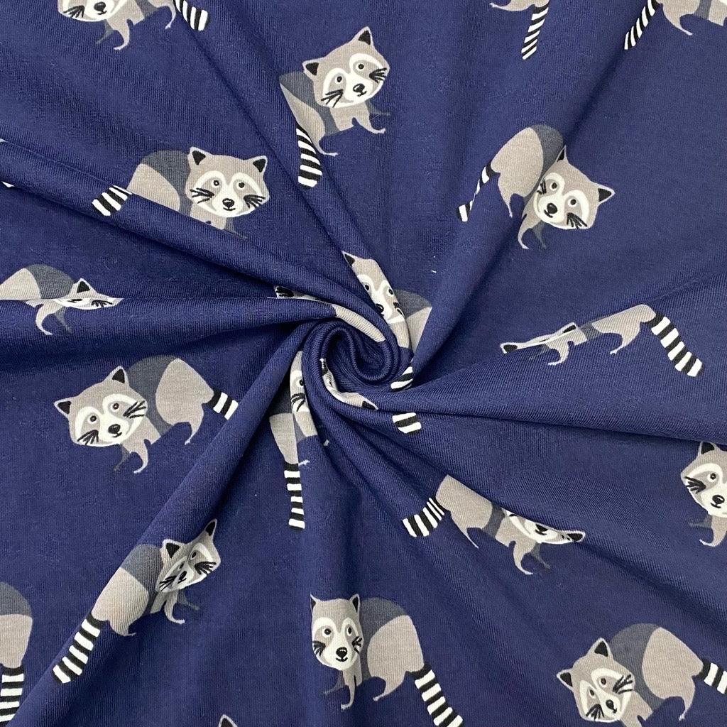 Raccoons Cotton Jersey Fabric - Pound Fabrics
