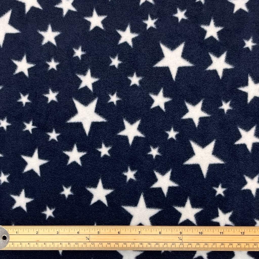 Stars on Navy Anti Pill Polar Fleece Fabric - Pound Fabrics