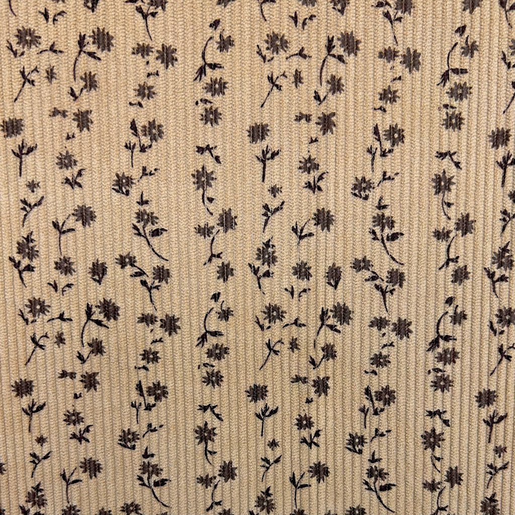 Stem Stripes on Brown Stretch Corduroy Fabric