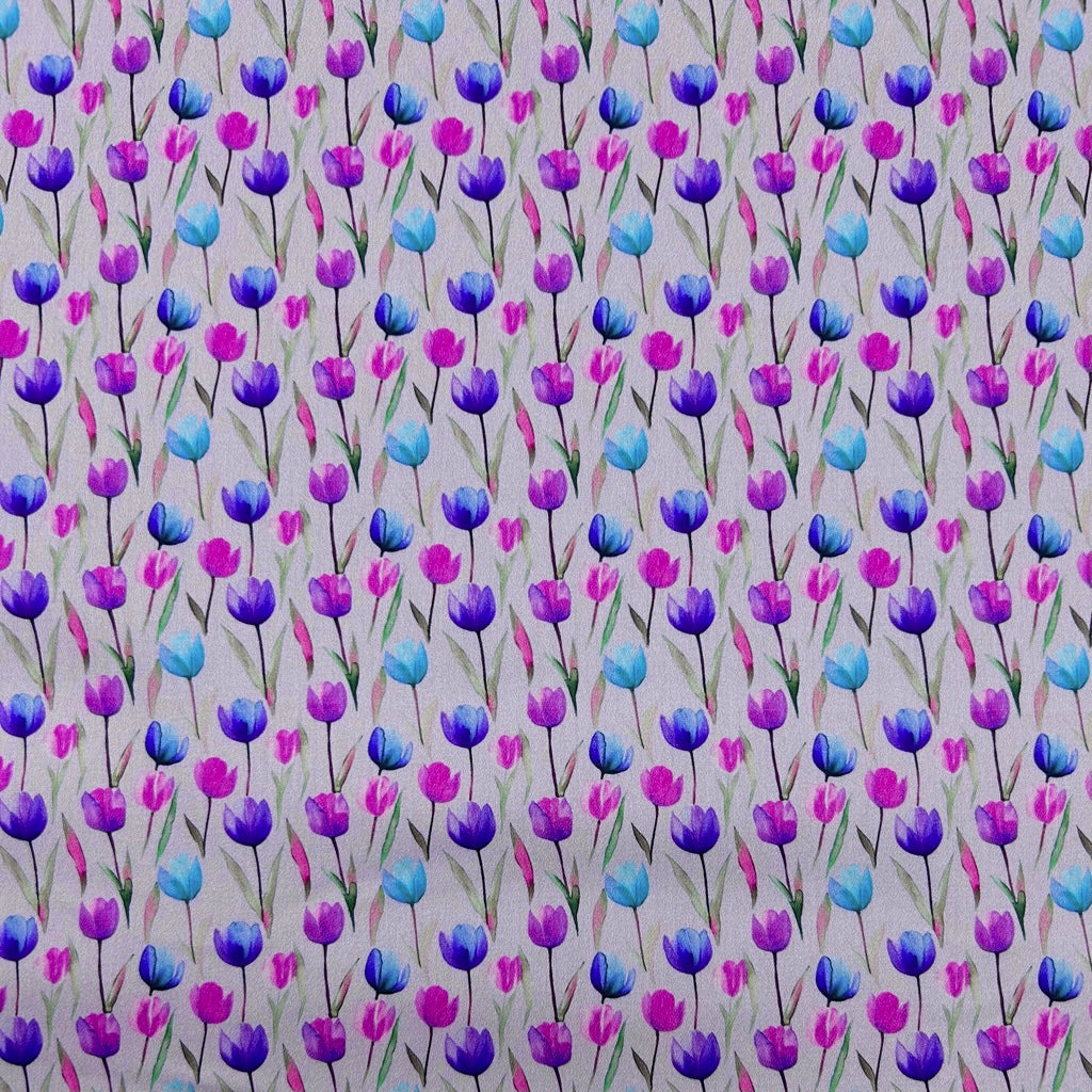 Painted Tulips Cotton Sateen Fabric