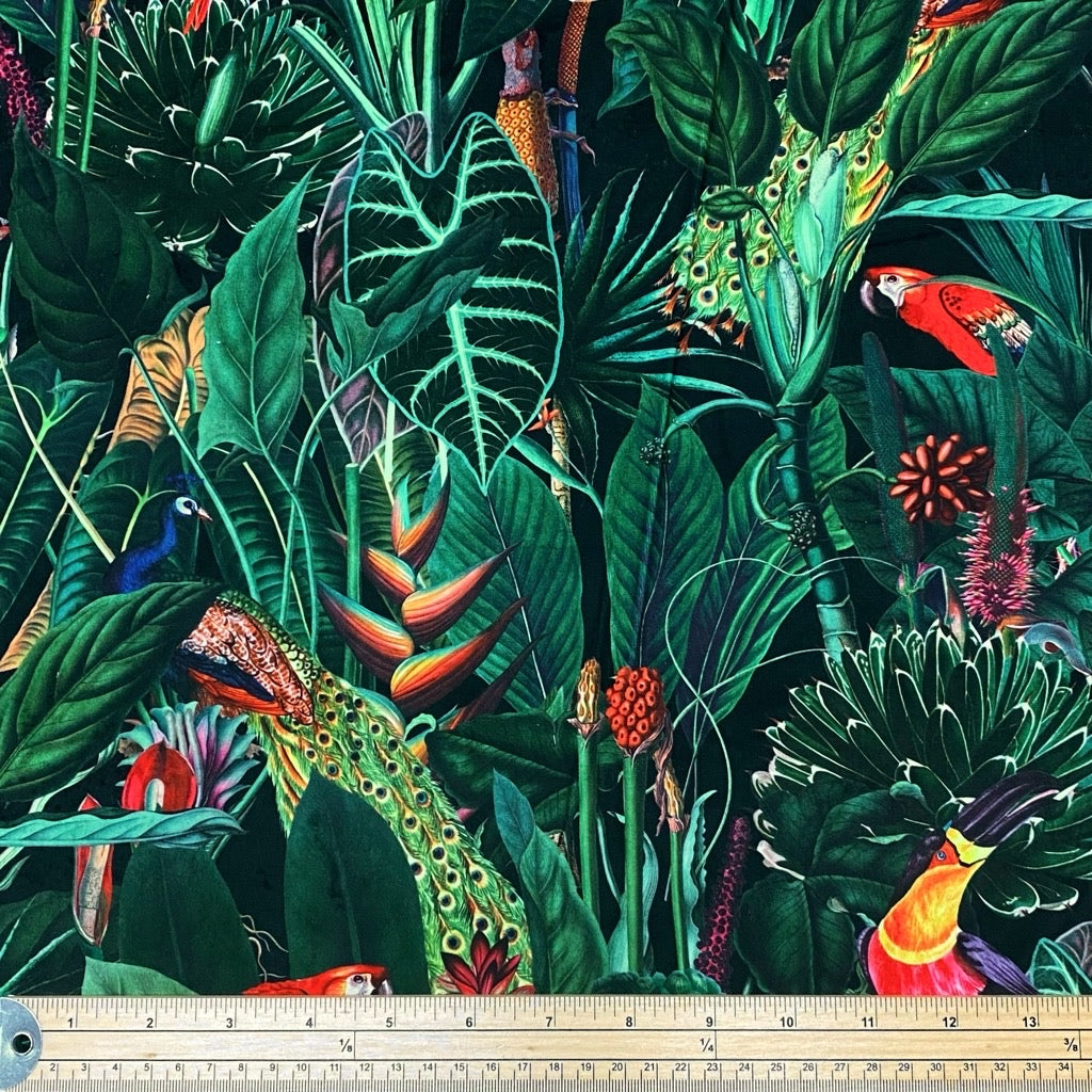 Parrots and Toucans Digital Velvet Fabric