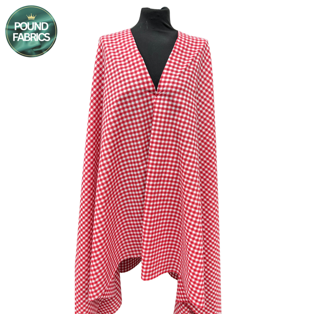 Gingham Print Polycotton Fabric