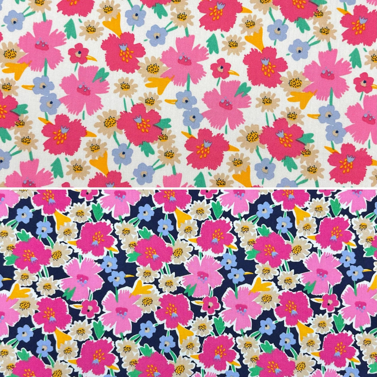 Happy Florals Rose & Hubble Cotton Poplin Fabric