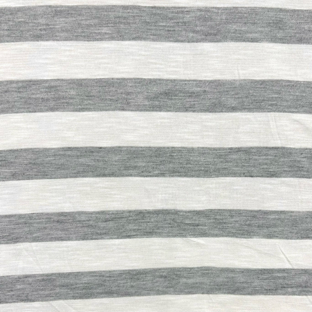 Ivory and Grey Striped Jersey Fabric