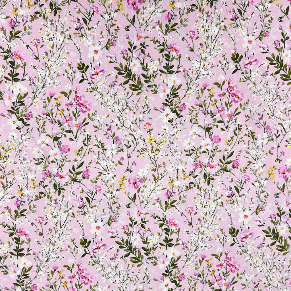 Pink Wildflower Cotton Lawn Fabric