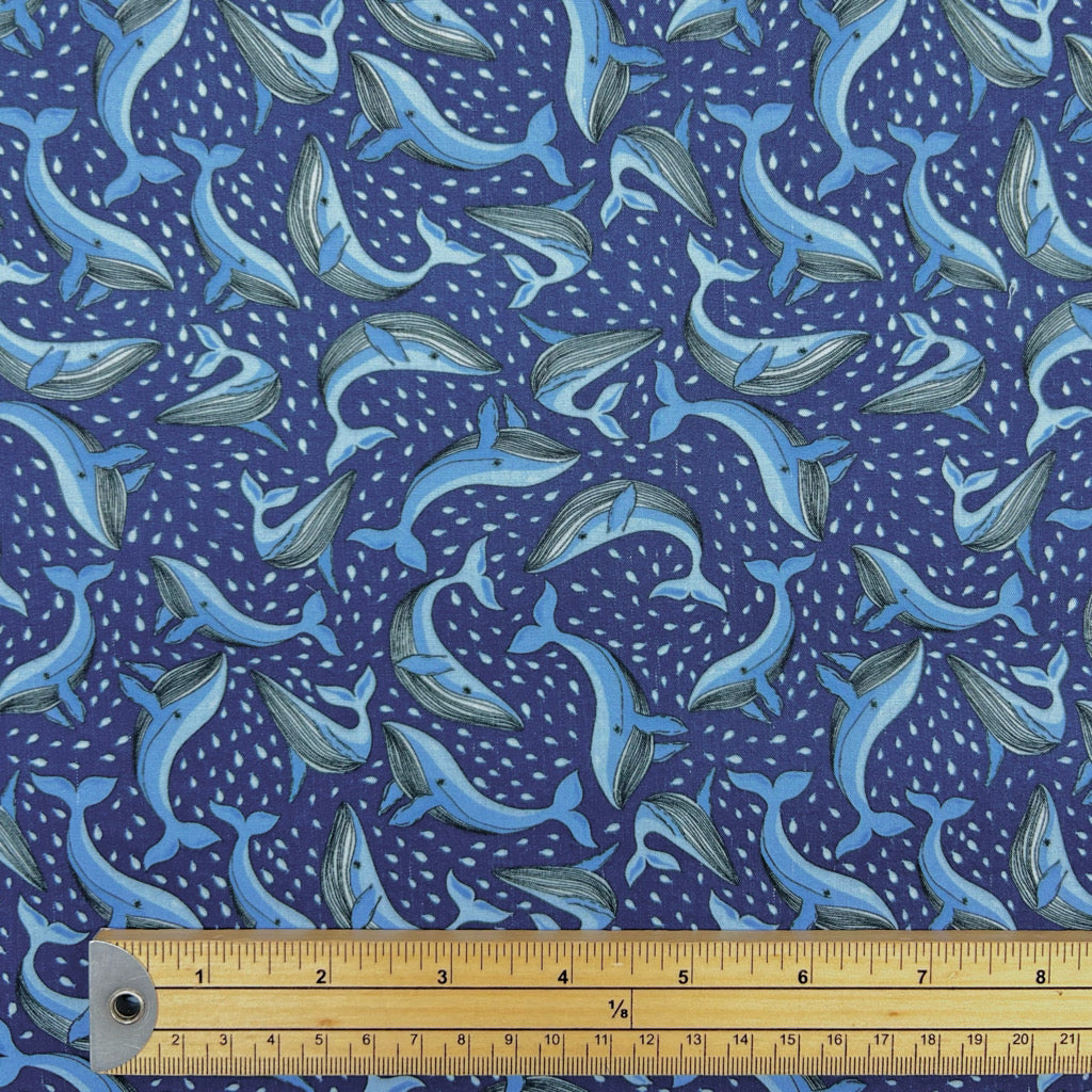 Dancing Whales Polycotton Fabric