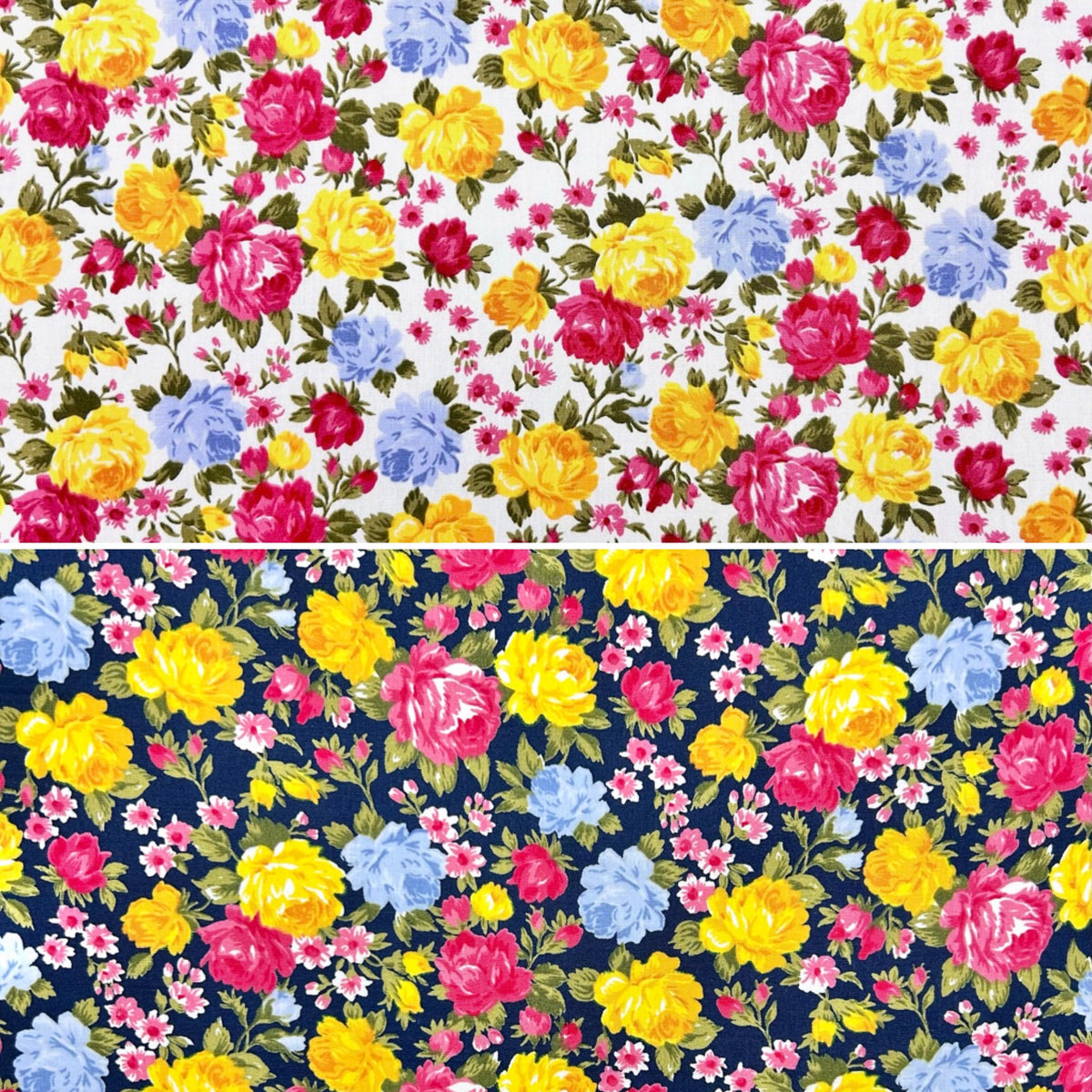 Colourful Roses Rose & Hubble Cotton Poplin Fabric