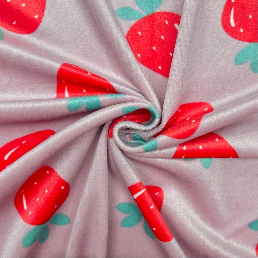 Sweet Strawberries Fleece Jersey Fabric