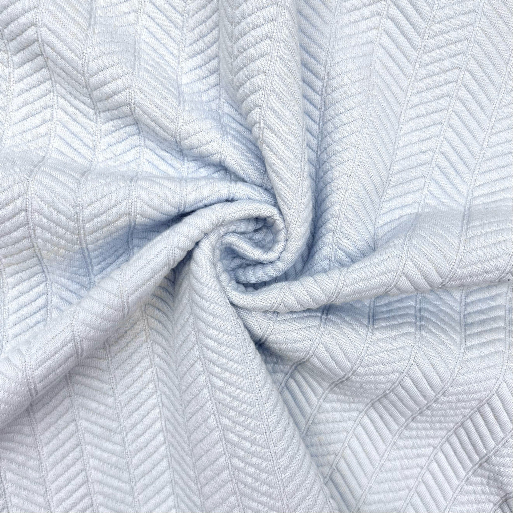 Blue Herringbone Quilted Jersey Fabric