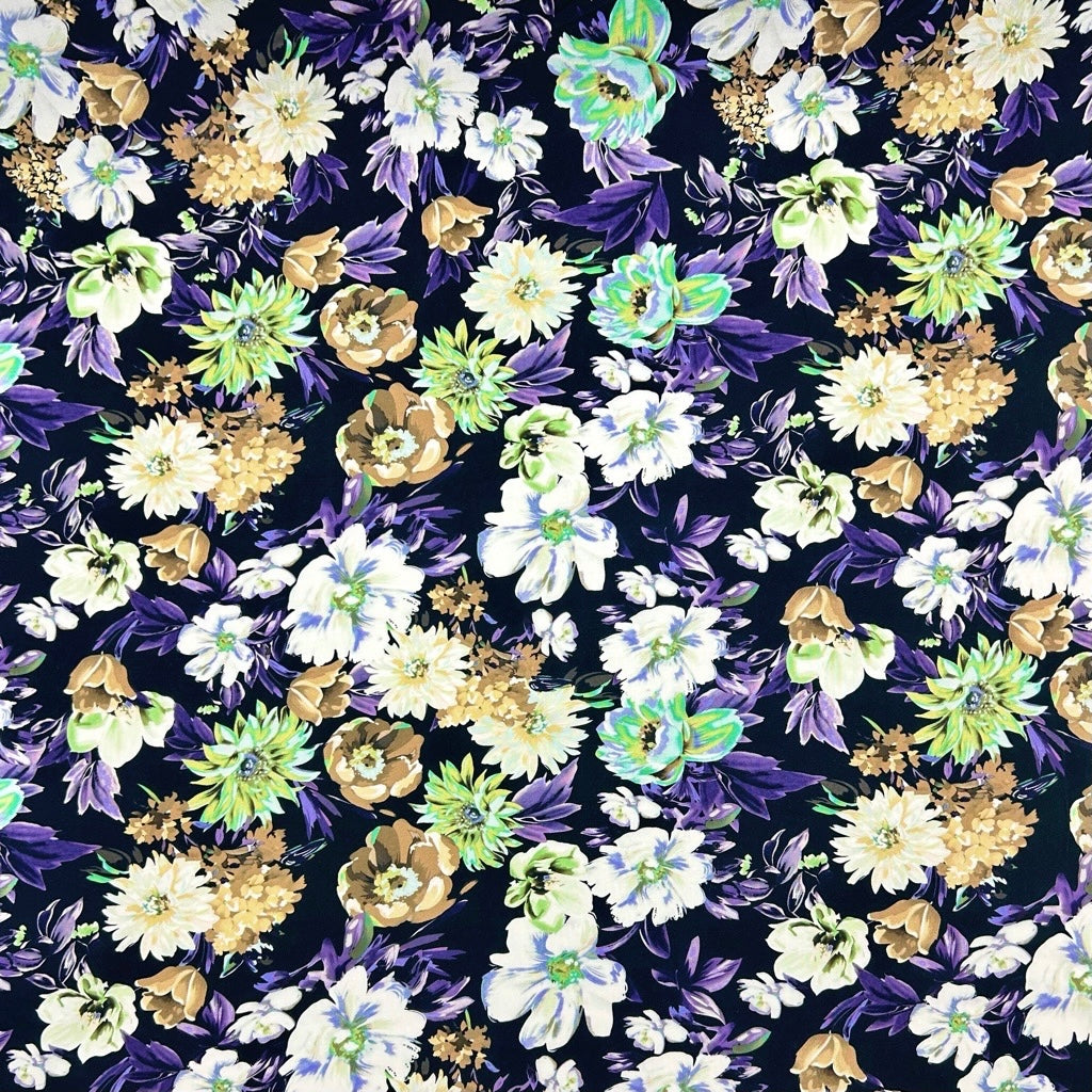 Vibrant Blooms Viscose Challis Fabric