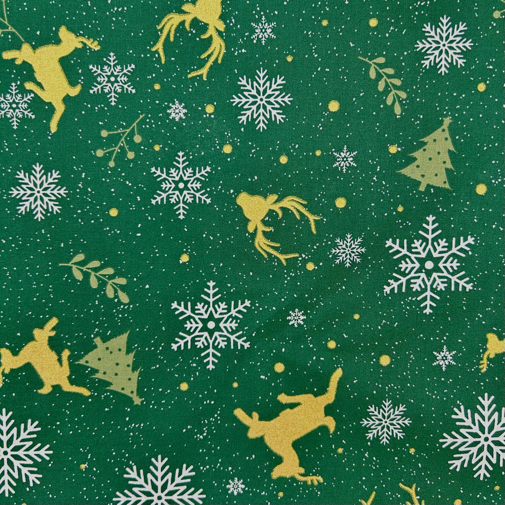 Festive Reindeer Christmas Cotton Fabric