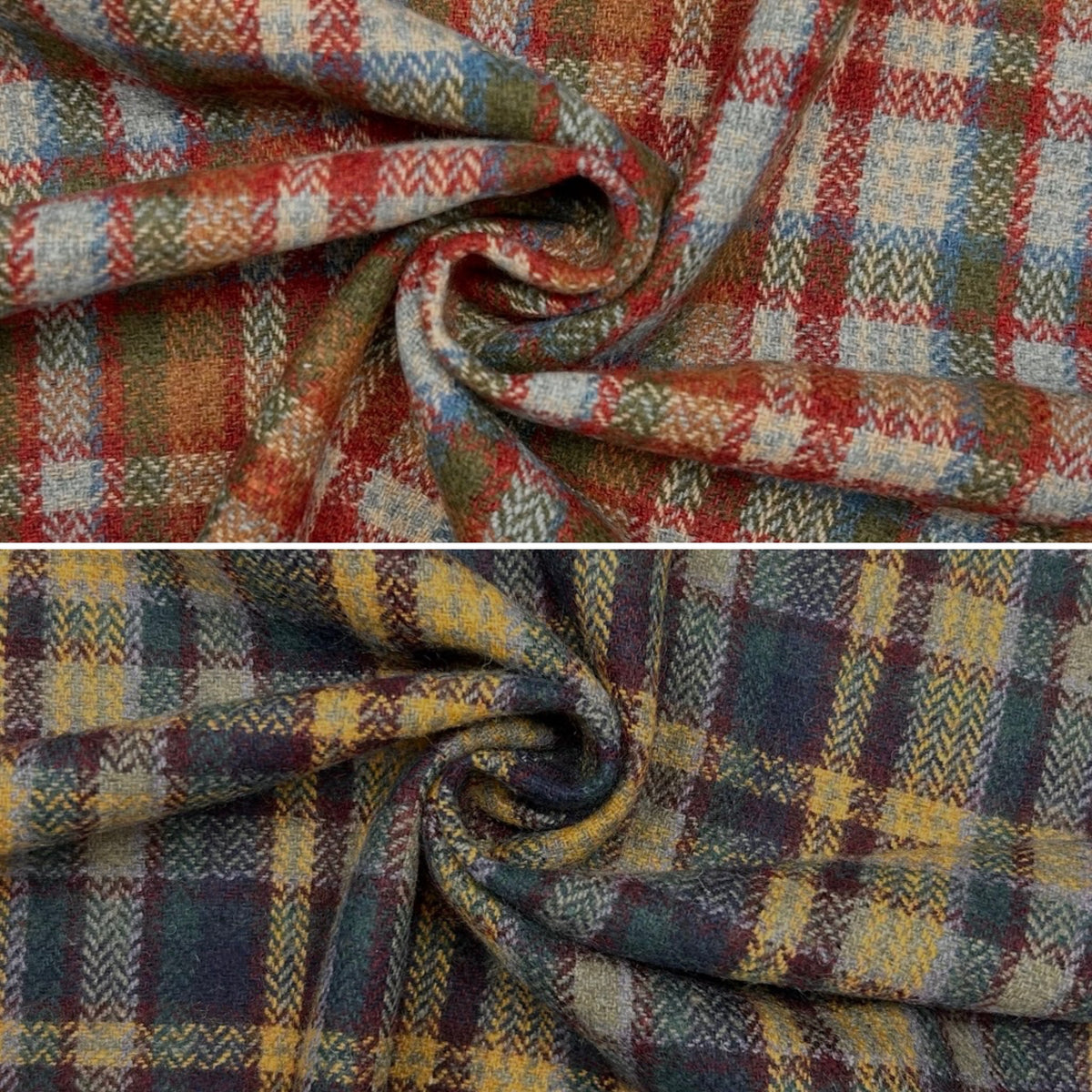 Patchwork Check Wool Blend Fabric
