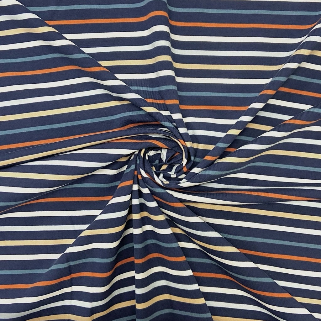 Multicolour Striped Cotton Jersey Fabric
