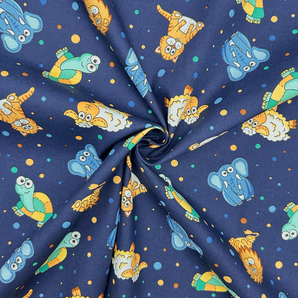Jungle Friends Rose & Hubble Cotton Poplin Fabric