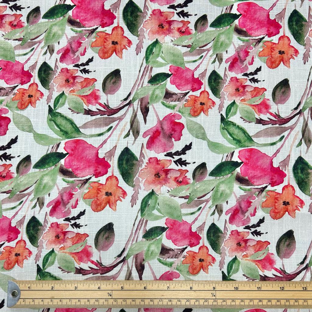 Vibrant Flowers Linen Viscose Fabric - Pound Fabrics