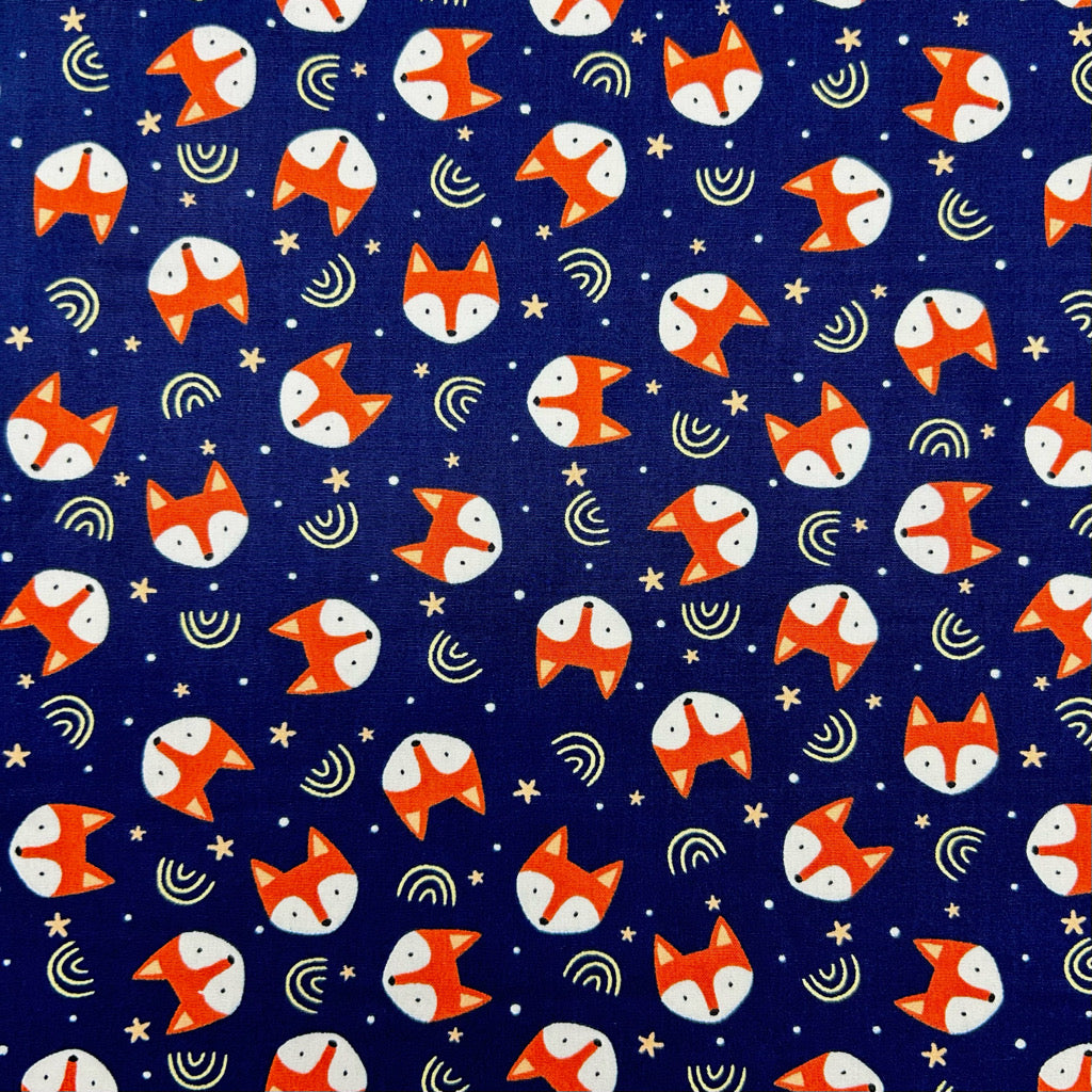 Moonlit Foxes Rose & Hubble Cotton Poplin Fabric