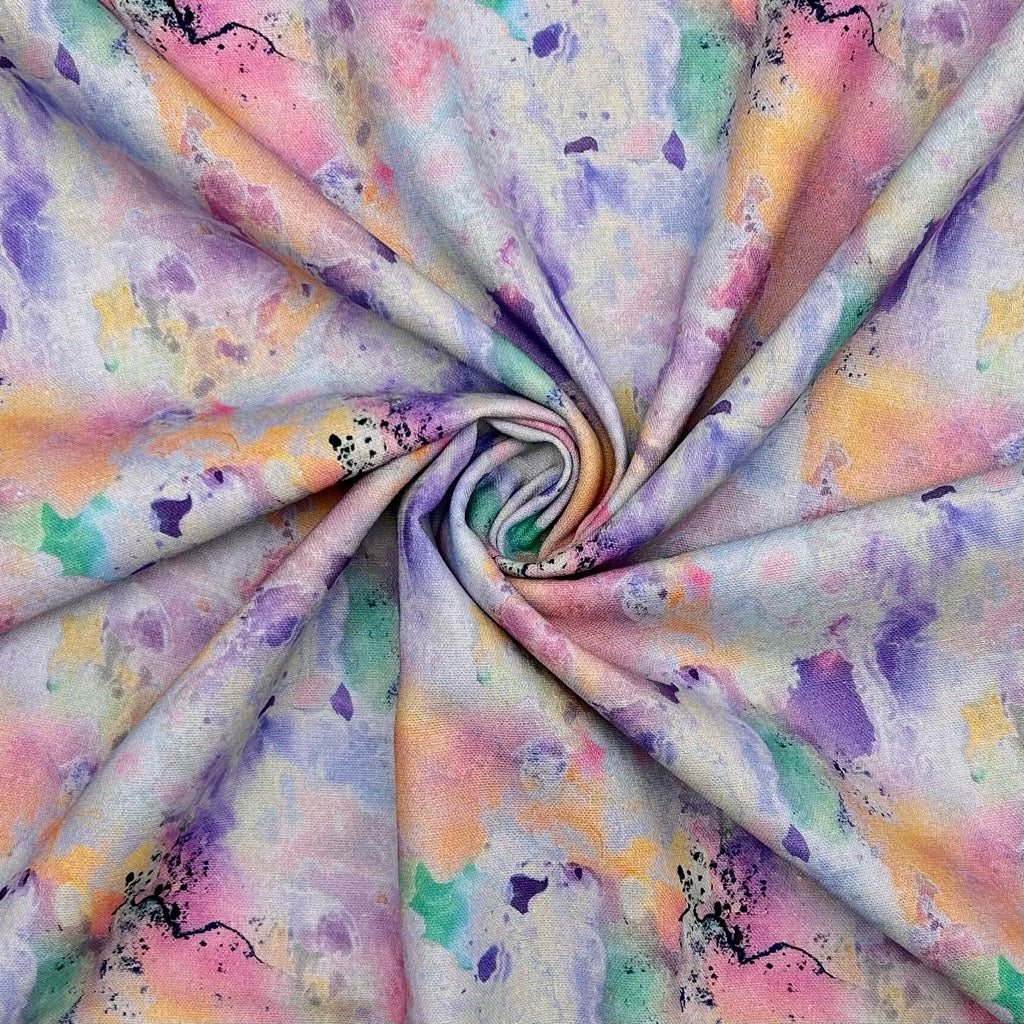 Colourful Marble Print Linen Mix Fabric