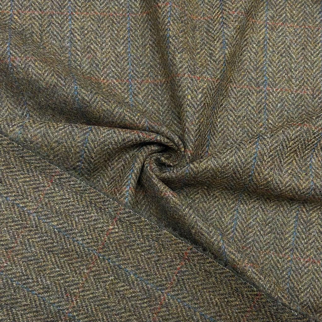 Brown Herringbone 100% Wool Fabric - Pound Fabrics