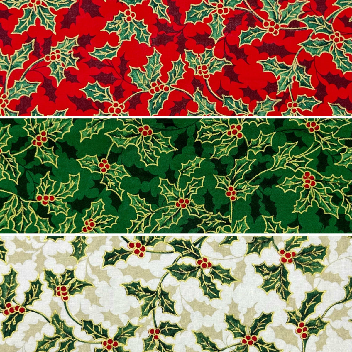 Winter Leaves Christmas Cotton Fabric
